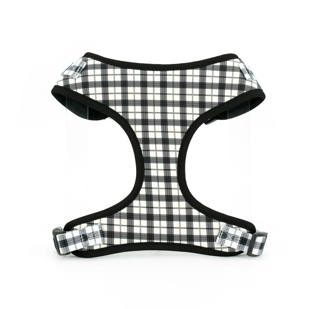 Collarlogo Adjustable Pet Dog Collar Durable Soft Creative Black White Plaid Design Leash Neoprene Harness Poop Bag Dispenser