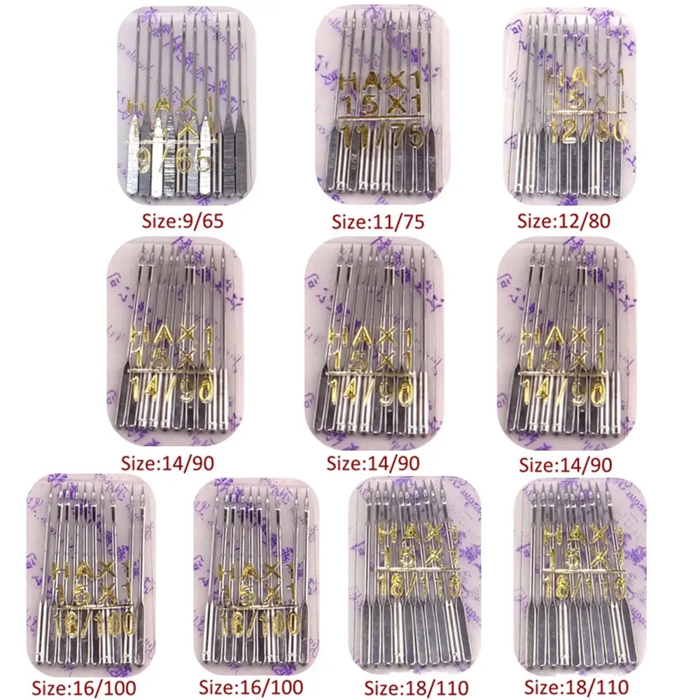 10 Pcs Threading Stainless Steel Sewing Apparatus Needles Universal Home Sewing Machine Needles 11/75 12/80 14/90 16/100 18/110