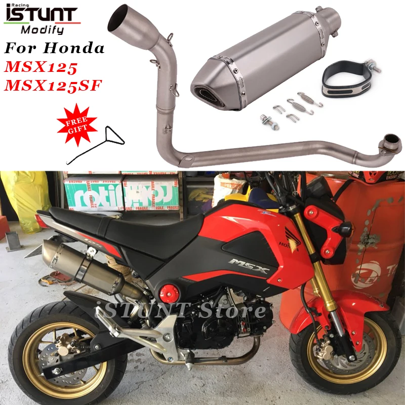 Motorcycle Exhaust Escape Moto Full System Modified Front Middle Link Pipe Connect 51MM Muffler For Honda MSX125 MSX 125 SF