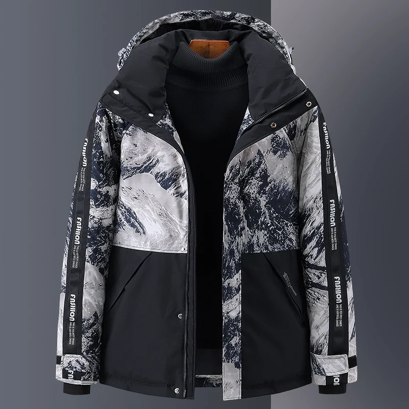 Camouflage down jacket winter new white duck down fashion trend men's thick warm coat high quality brand print for cold weather