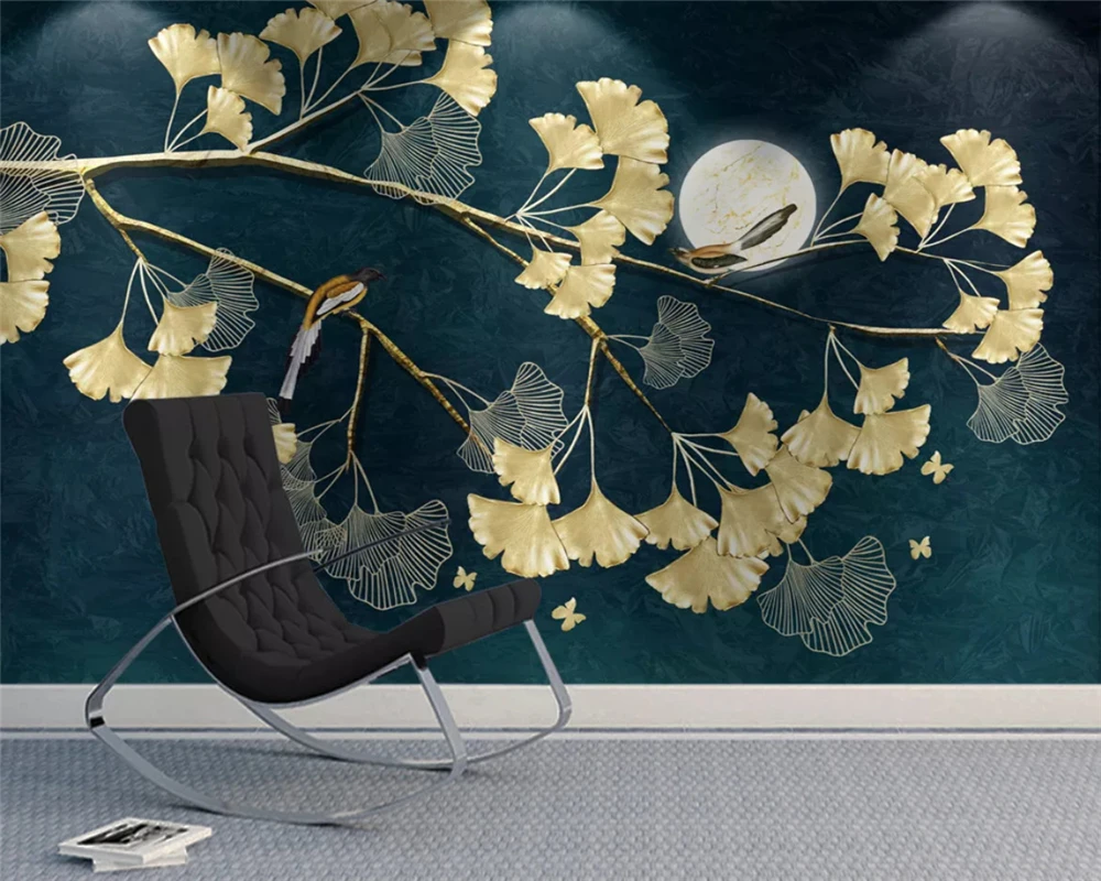 beibehang Custom fashion modern minimalist golden embossed lines floral  sofa background papel de parede wallpaper papier peint
