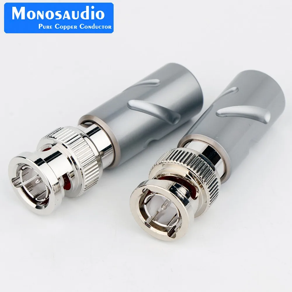 Monosaudio BNC75 Pure Copper Rhodium Plated BNC plug BNC Male Plug BNC Video Cable Adapter HD SDI Connector 75-5 BNC Connector