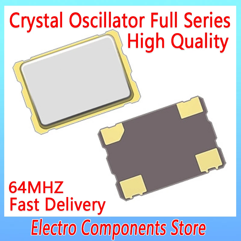 5PCS/Lot Active Patch Crystal Quartz Oscillator OSC 5X7 7050 64M 64.000MHZ 64MHZ SMD Chip Clock Crystal Oscillator 7.0*5.0MM