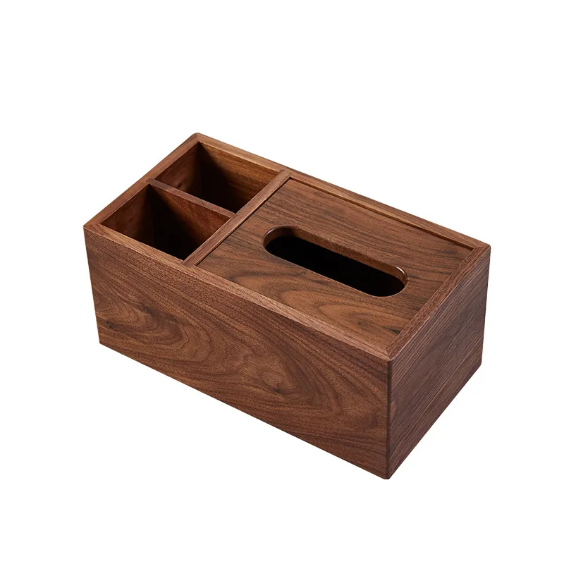 Amgo Walnut Tissue Box Table Napkin Dispenser Wood Paper Holder DecorativeHome Office Hotel