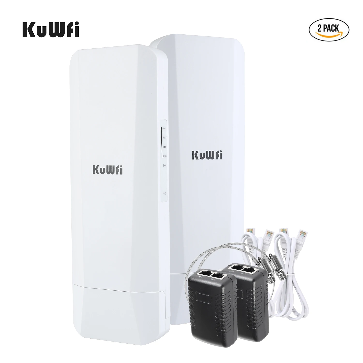 KuWFi 기가비트 야외 와이파이 라우터, 5.8G 무선 브리지, 900Mbps 와이파이 리피터, 3-5km 장거리 와이파이 범위, 14dBi 안테나