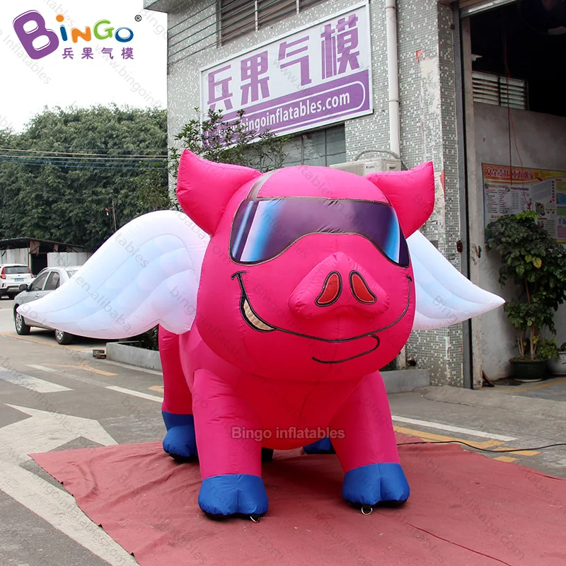 

Attractive 3.2x3.2x2 meters inflatable flying pig for decoration / pink cartoon pig with wings balloon toys