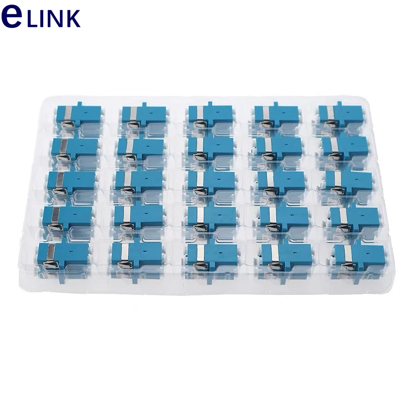 25pcs50pcs100pcs200pc400pcs LC duplex fiber optic adapter SC footprint blue fiber coupler DX connector UPC SM free shiping 0.2db