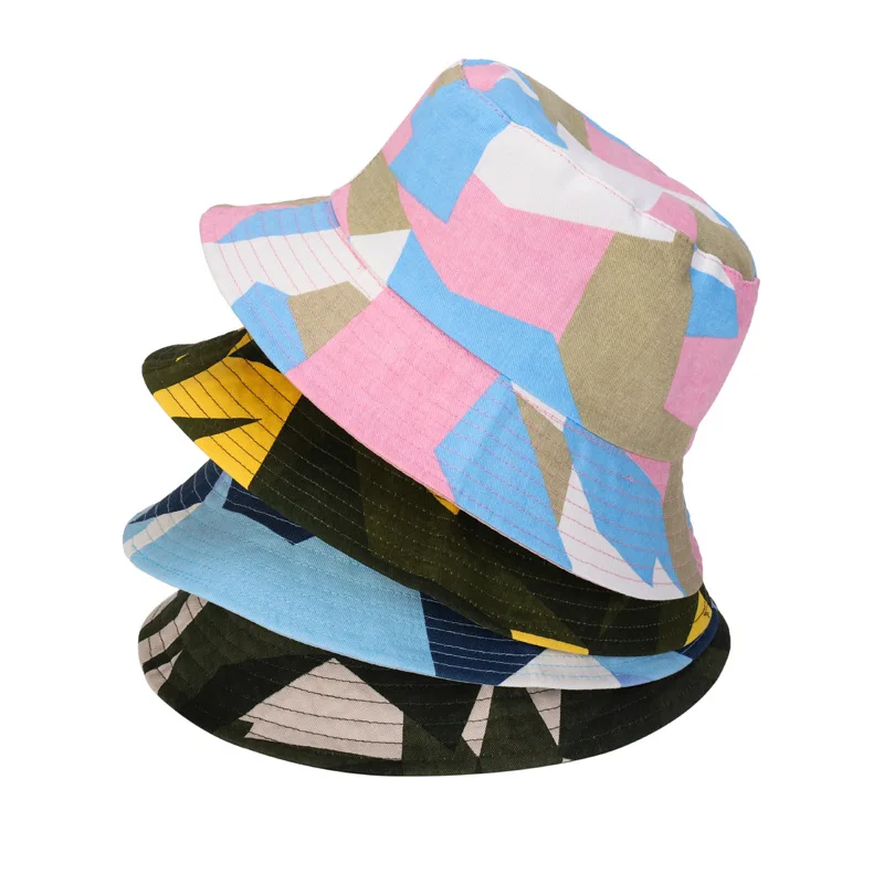 New Fashion Creative Stitching Style Bucket Hat Outdoor Sun Protection Panama Beach Fisherman Caps for Both Men and Women F70