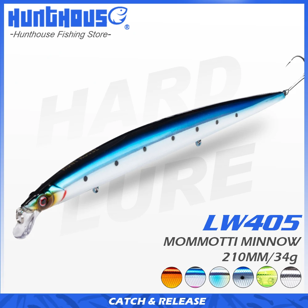 Hunthouse Mommotti Minnow Lure Long Jerkbait 210mm 34g Floating Hard Bass Lures Saltwater For Sea Hard Fake Fishing Bass Lw405