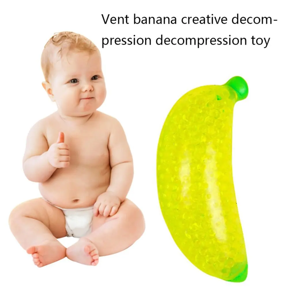 Nóng Xốp Chuối Hạt Lại Căng Thẳng Đồ Chơi Squeezable Mềm Mại Hình Trái Cây Cảm Quan Giải Trẻ Em Fidgeting Bật Lại Bóp Đồ Chơi