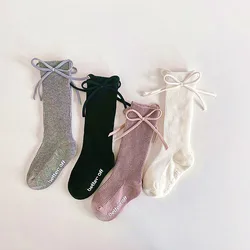 Baby Socks Cotton Children Girls Princess Bow Tube Socks Spring Autumn Cute Baby Toddler Knee High Sock Non-slip Long Socks