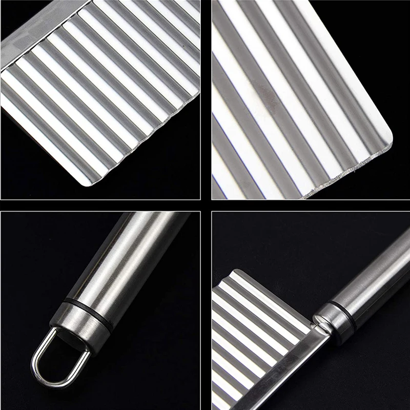 2021New Stainless Steel Potato French Fry Cutter Potato Cucumber Wavy Edged Slicer Manual Fruit Vegetable Tools Kitchen Gadget