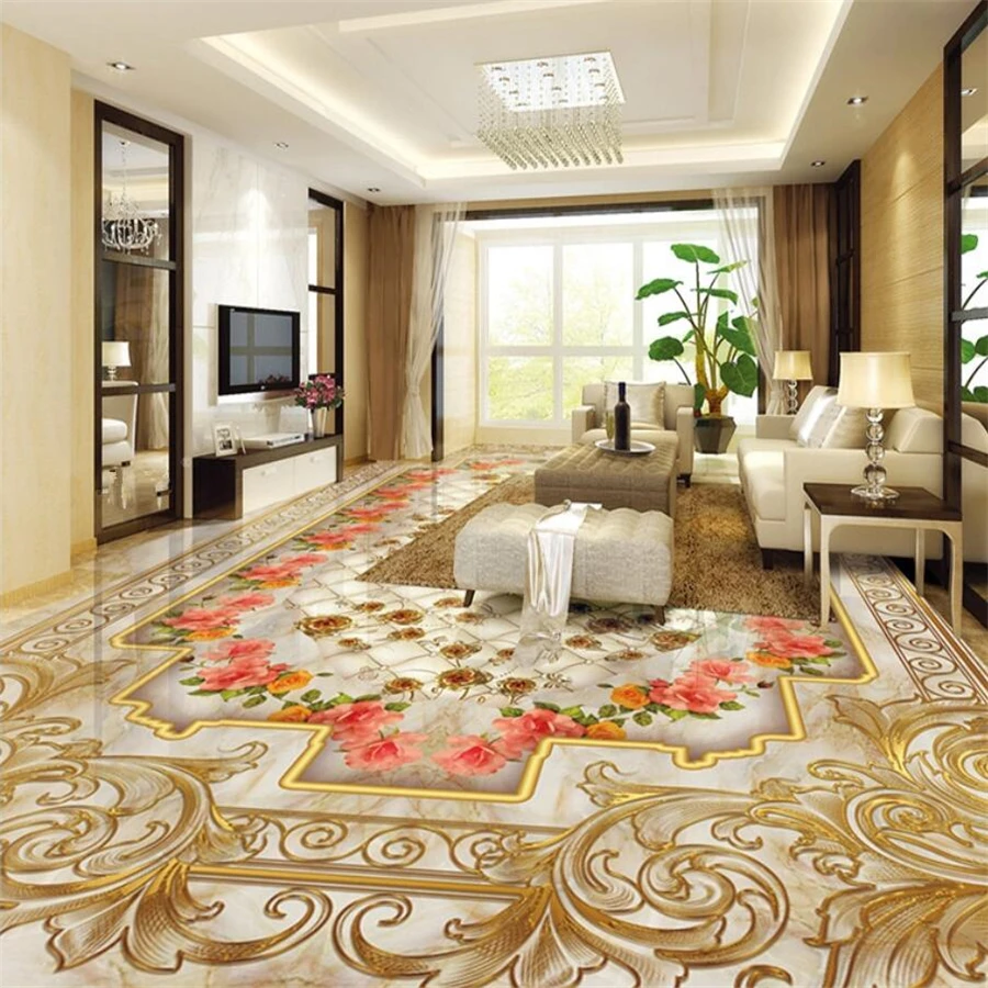 

Custom floor 3d European marble tile mosaic relief flooring tile stickers fire burning three-dimensional bathroom papel de pared