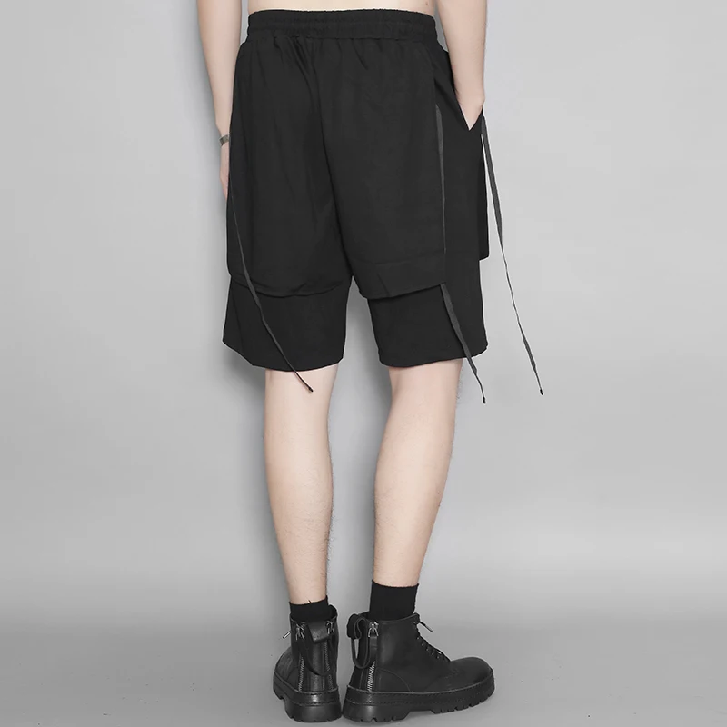 Summer Wear Dark British personality three-dimensional cut ribbon patchwork casual pants shorts men trend