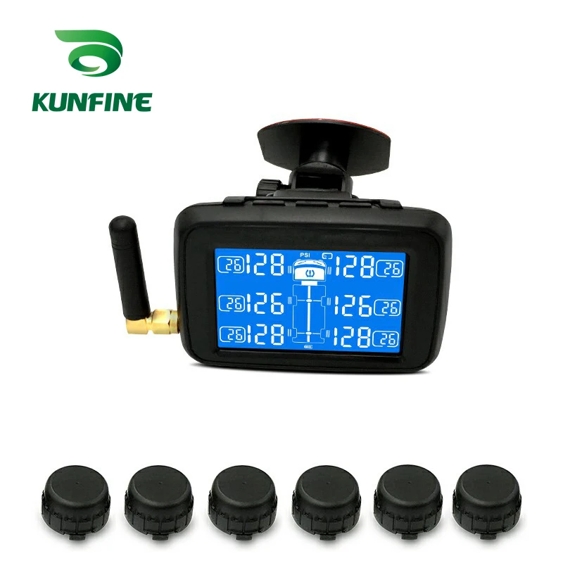 Universal Smart Truck TPMS Tyre Pressure Monitoring System Cigarette Lighter Digital LCD Display Auto Security Alarm  6 sensors