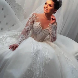 Elegant Vestidos De Noiva Plus Size Wedding Dress 2023 Custom Long Sleeve Svatební šaty Ball Gown Lace Cвадебное платье