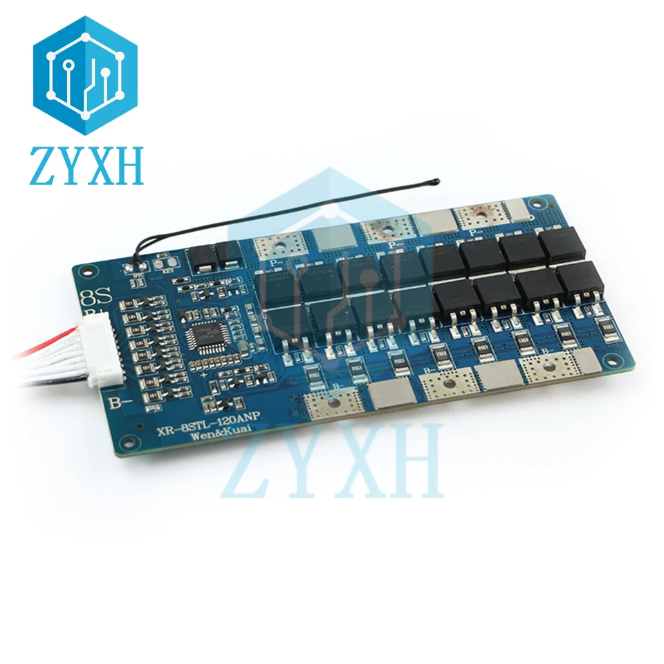 BMS 8S 24V 100A 120A 80A LiFePo4 Battery Charge Board Balance Equalizer with NTC Temperature Protection For Ebike/Escooter