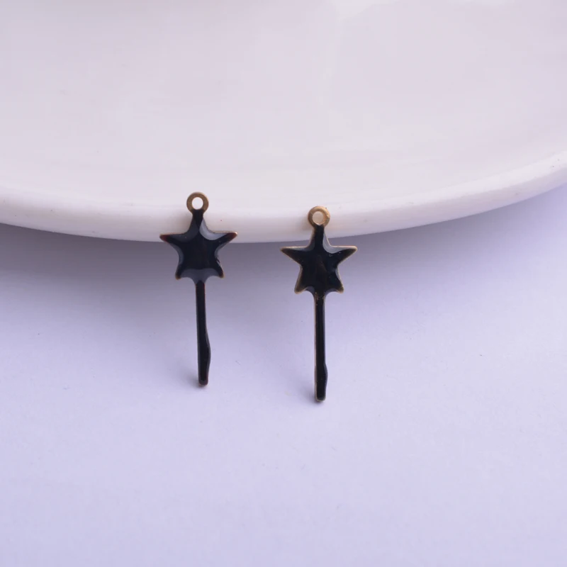30 Stück 8*20mm Kupfer-Stern-Emaille-Anhänger Sternanhänger DIY Schmuck Halsketten Herstellung – Detail 2