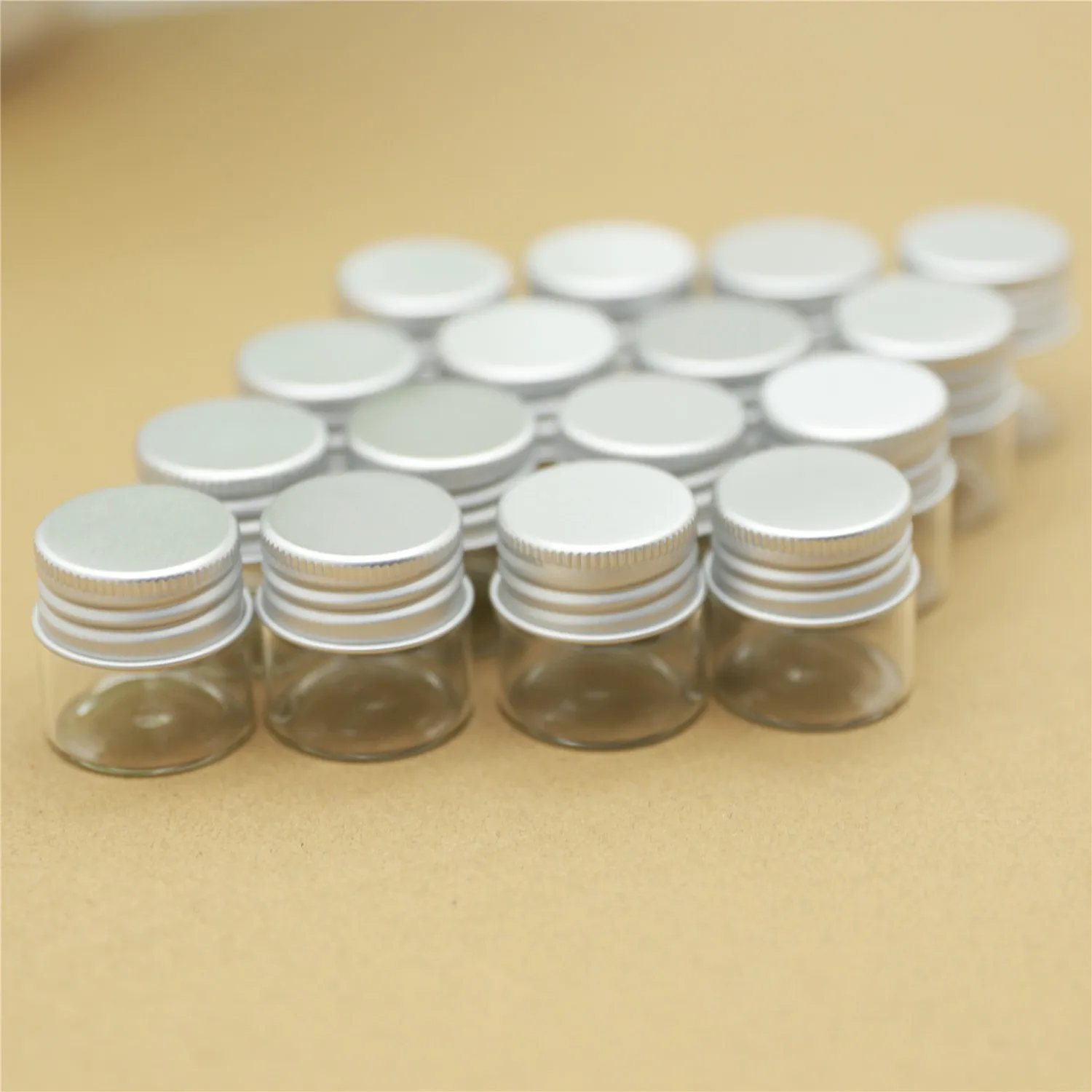 50pieces 30*30mm 10ml Small Glass Bottles Aluminum Caps Glass Jars Transparent Glass Containers DIY Craft Vial Bottles