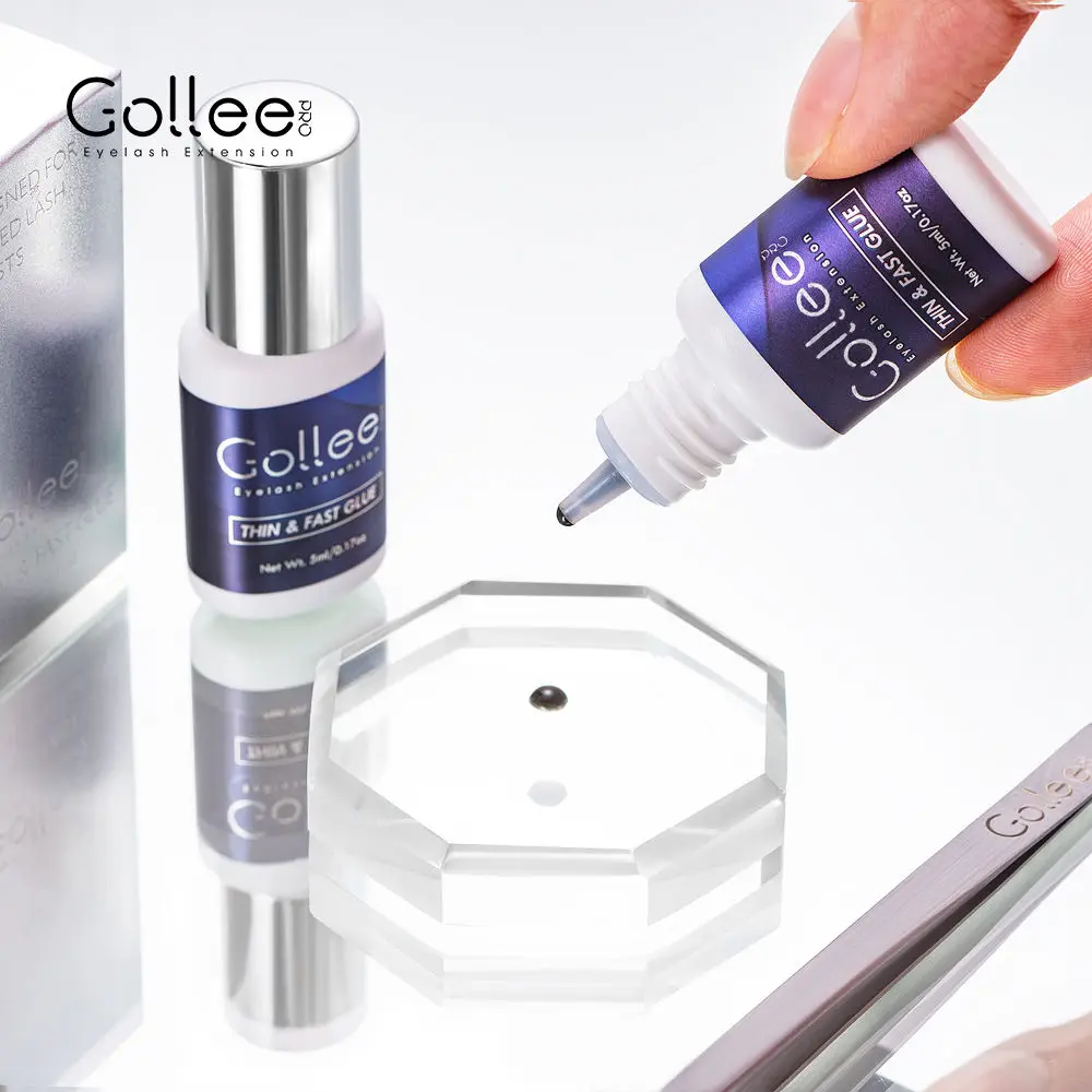 Gollee Hot and Economical Thin Fast Glue For Extensions Lash Glue 5ml for False Eyelashes 1s Drying for Professional Lash Artist