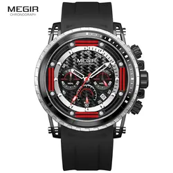 Megir Watch for Men Fashion Chronograph Quarz Watches Waterproof Sport Wristwatch with Silicone Strap montre часы relogio orolog