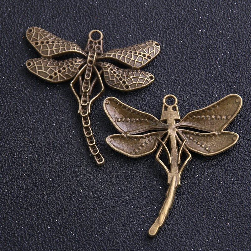 2pcs/lot 50*55mm Two Color Wholesale Metal Alloy Big Dragonfly Charms Jewelry Animal Charm