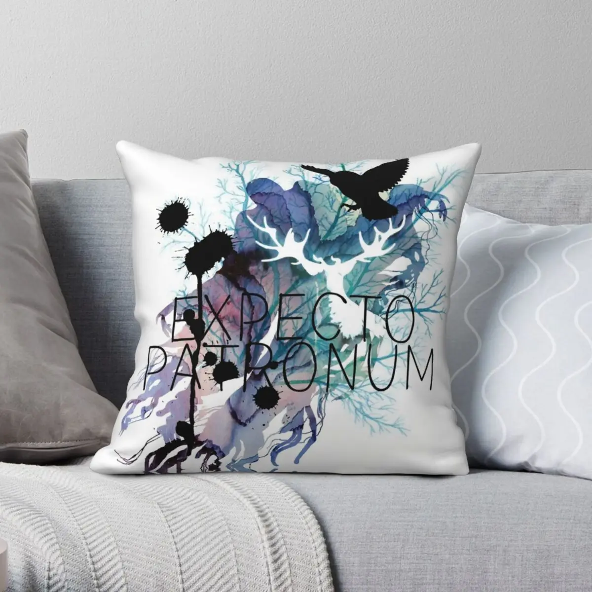 EXPECTO PATRONUM HEDWIG Square Pillowcase Polyester Linen Velvet Printed Zip Decor Sofa Seater Cushion Cover Wholesale