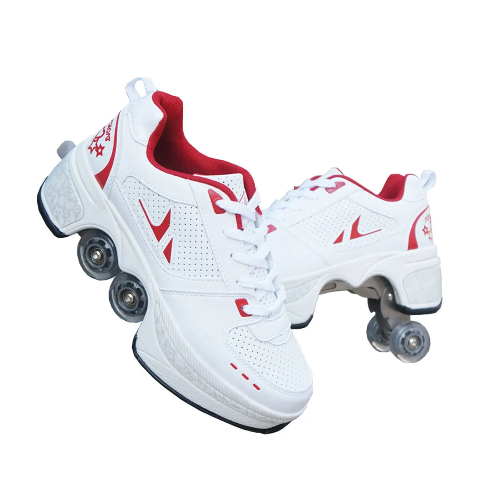 

Deformation Parkour Shoes Four Wheels Rounds Of Running Shoes Roller Skates Shoes Unisex Deformation Roller Shoes Skating Shoes