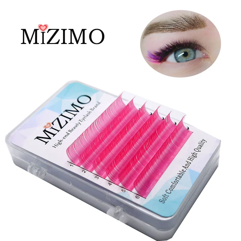 MIZIMO New color grafting eyelash 0.07/0.1mm 8-15mm red yellow green artificial mink hair eyelash extension