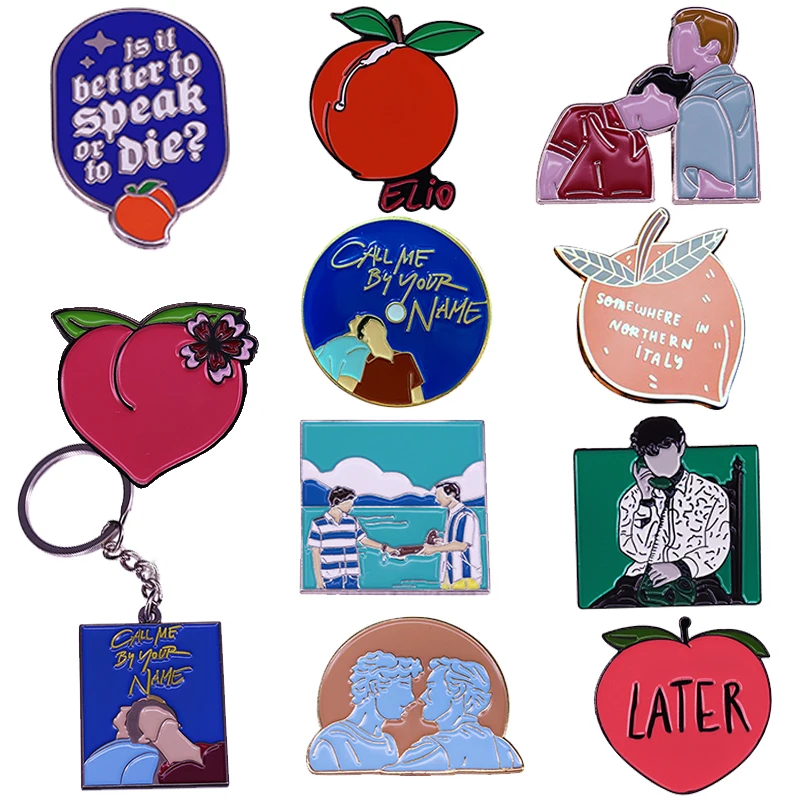 Call Me By Your Name pinss CMBYN Elio Oliver broches de amor dulce, insignia de melocotón sutil, Luca, Guadagnino, fanáticos de la película, regalo maravilloso