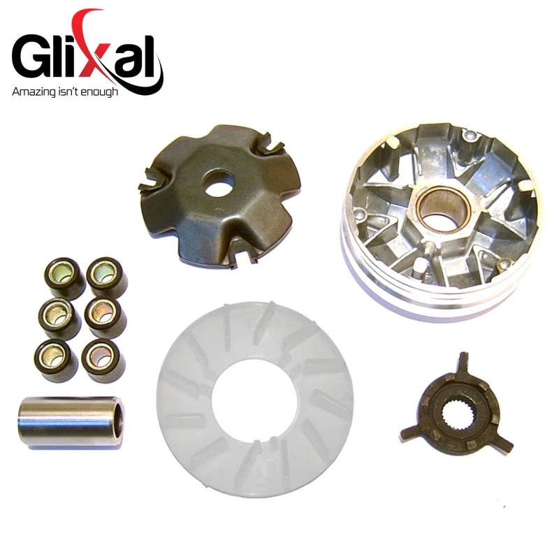 Glixal GY6 49cc 50cc Chinese Scooter Moped Variator Kit Front Clutch Drive Pulley with Roller weights 139QMB 139QMA TAOTAO SUNL