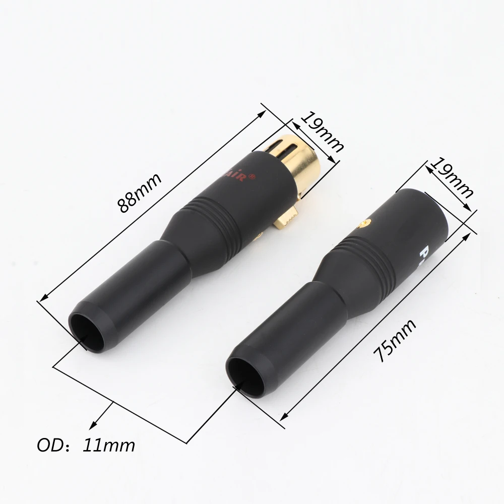 Preffair vergoldeter XLR-Stecker, 3-poliger Audio-Balance, XLR-Kabelmontage, symmetrischer Audio-Stecker, männlich oder weiblich – Detail 3