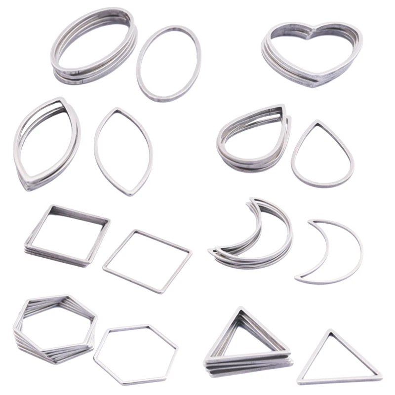 20pcs Stainless Steel Teardrop Earring Findings Circle Components Resin Frame Mold Bezel Charms Connectors For Jewelry Making