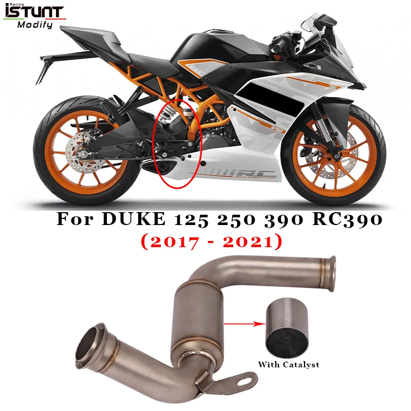 Motorcycle Exhaust System Escape Modified Stainless Stee With Catalyst Middle Link Pipe For DUKE 125 250 390 RC390 2017 - 2021