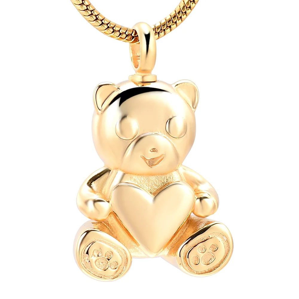 Cute Teddy Bear urn Necklace Pendant Cremation Jewelry for Ashes pet human memorial keepsake locket women charms children gift