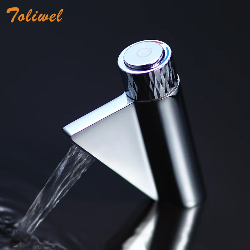 

Push Button Bathroom Basin Faucet Brass Cold Hot Mixer Taps Deck Mounted Wash Basin faucets Chrome Finish WF0104A