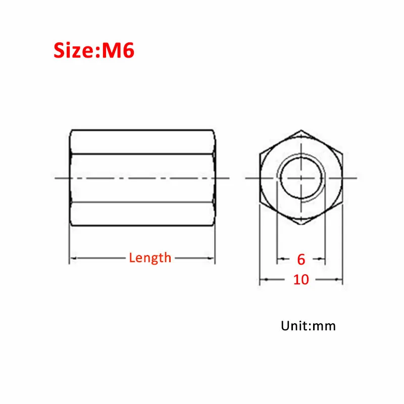 2/5/10PCS M6 Spacing Screws Nuts Aluminum Alloy Hex Standoff Spacer Column Flat Head Double Pass Multiple Color Length 5-60mm