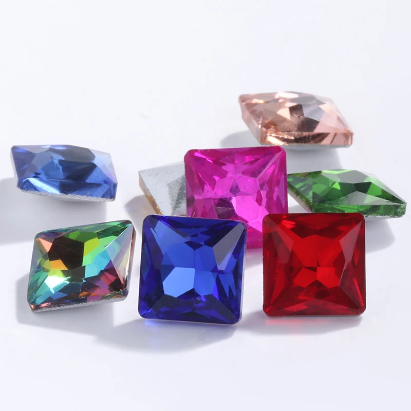 Pipatian 8/10/12/14mm Square Glass Stone Clothes Applique Handicrafts Accessory Decoration Jewelry Crystal Loose Square Stickers