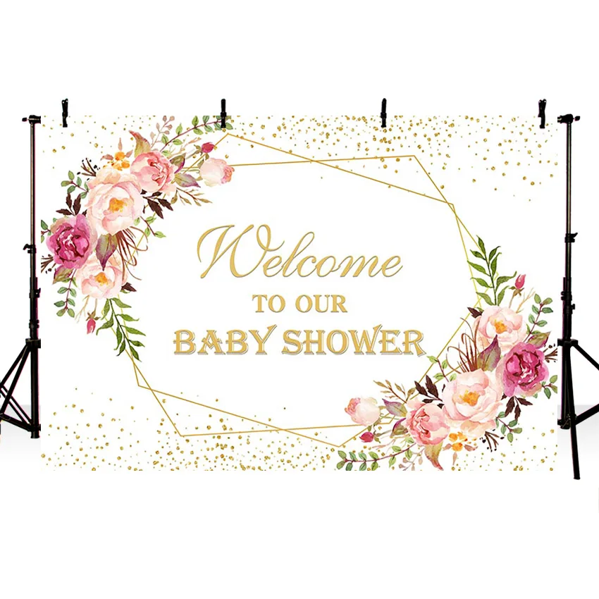 Mehofond Fotografie Hintergrund Baby Dusche Hintergrund Blume Gold Geometrische Muster Polka Dot Neugeborenen Foto Studio Photophone