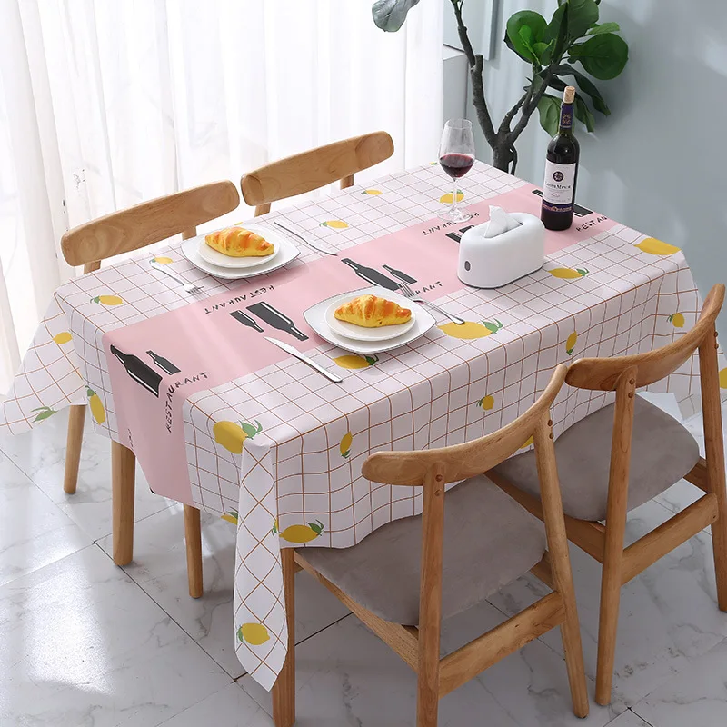 Simple Table Cloth PVC Waterproof Anti-scald Oil-proof Nordic Style Thickened Students Desk Cover Creative Coffee Table Cloth
