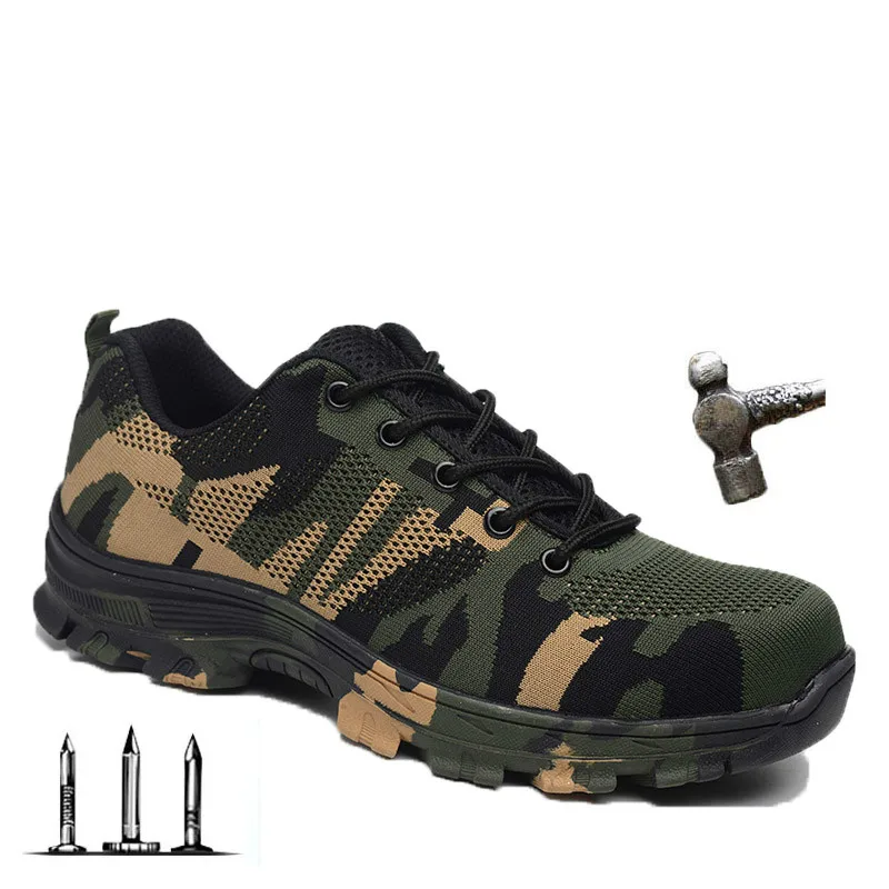 EXCARGO Safe Steel Toecap Men Work Safety Boots Camouflage Steel Mid Sole Impact Resistant Women Shoes