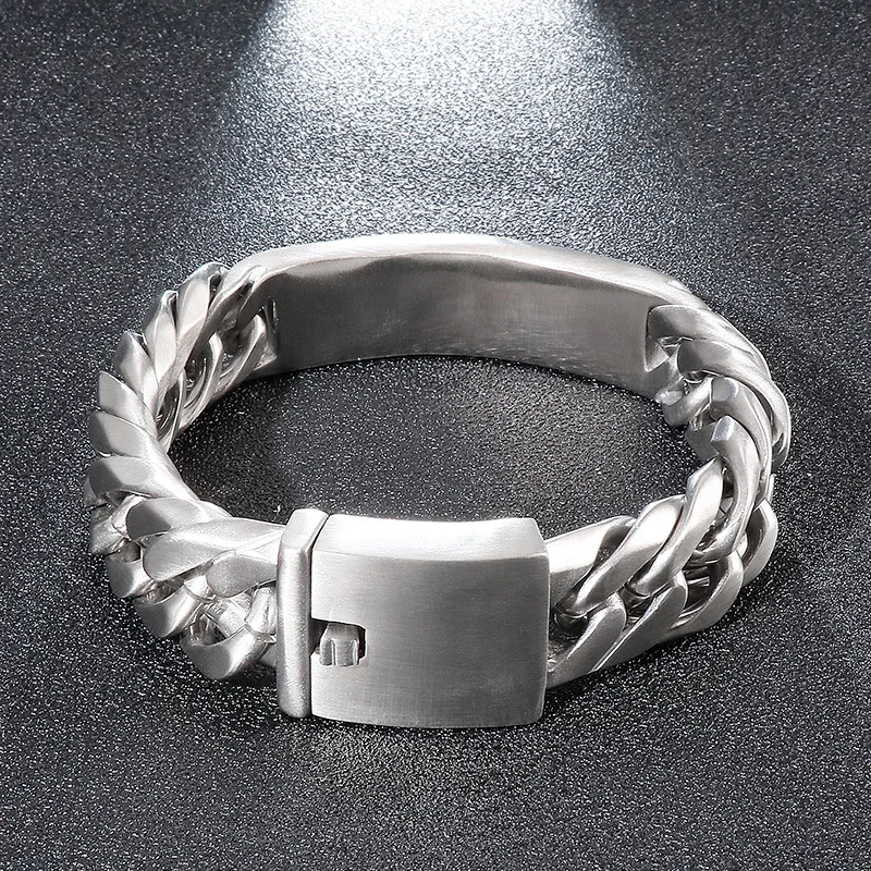 Fashion stainless steel jewelry punk gothic rock style creative sand surface curved brand men\'s titanium steel bracelet