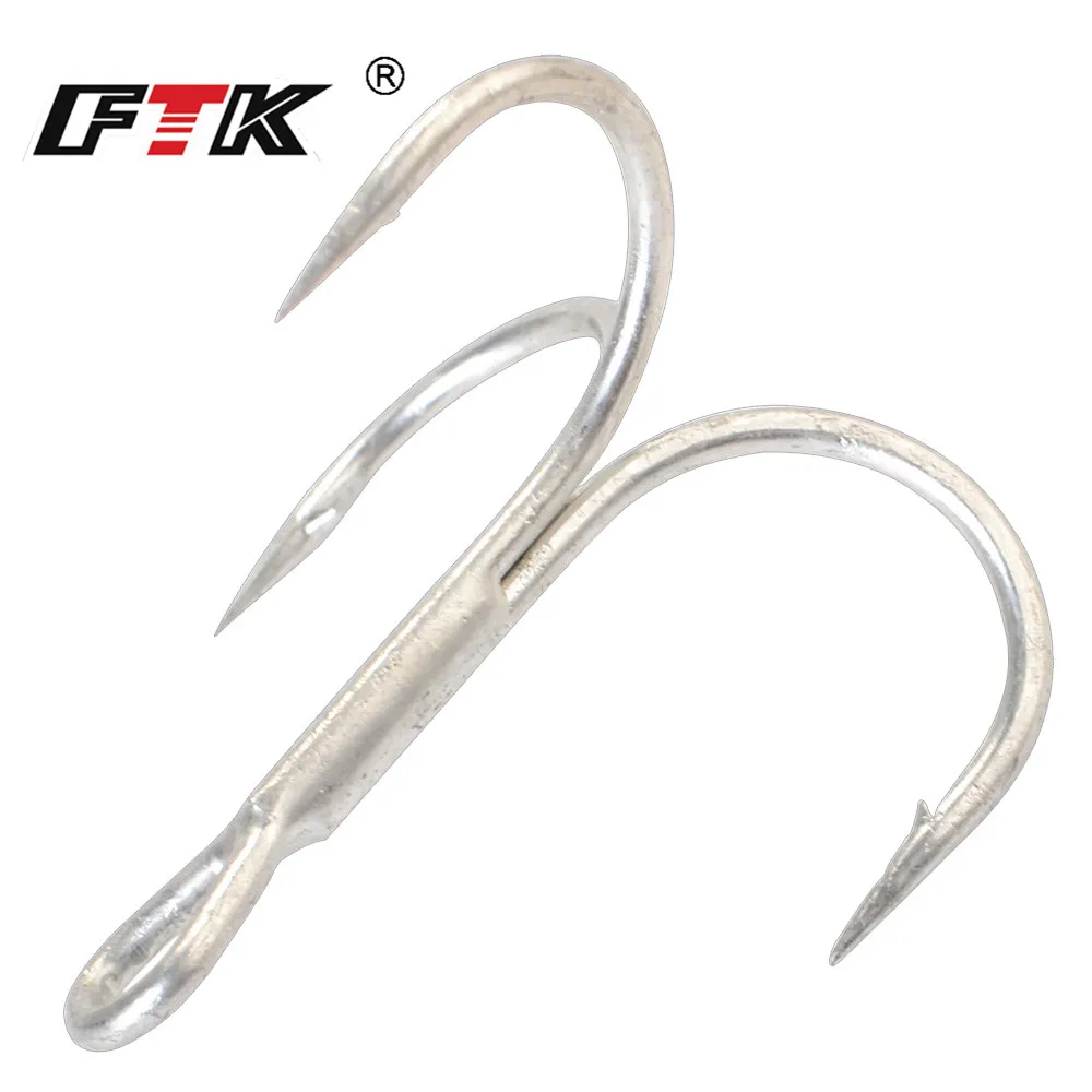 FTK High Carbon Steel Fishing Hook triple Super solid Sharp Barbed Treble Hooks 3/0# 1/0# 1# 2# 4# Fishing Lure Tackle Fishhooks