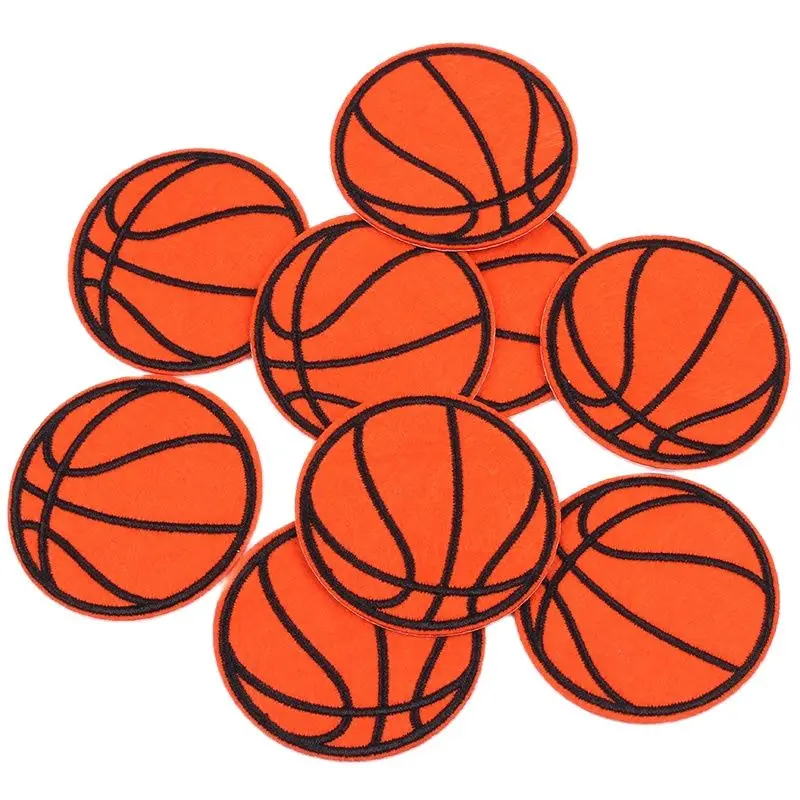 10pcs/lot Embroidered Basketball Patch Iron On Sew On Sports Ball appliques Diy Clothing Stickers iron Jeans garment Badge