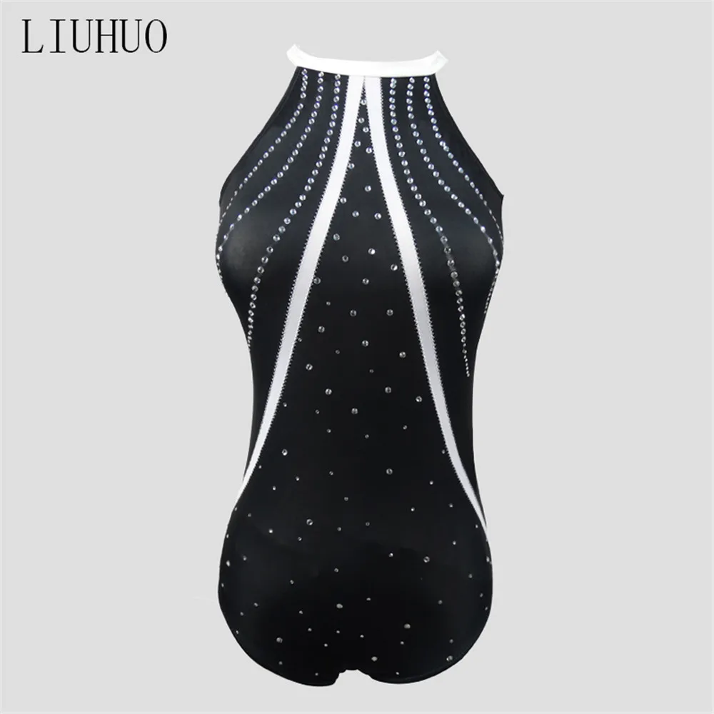 LIUHUO Women's Girls' Ice Skating performance Rhythmic gymnastics competition Dance Leotard Costume Black Competitive Gymnastics