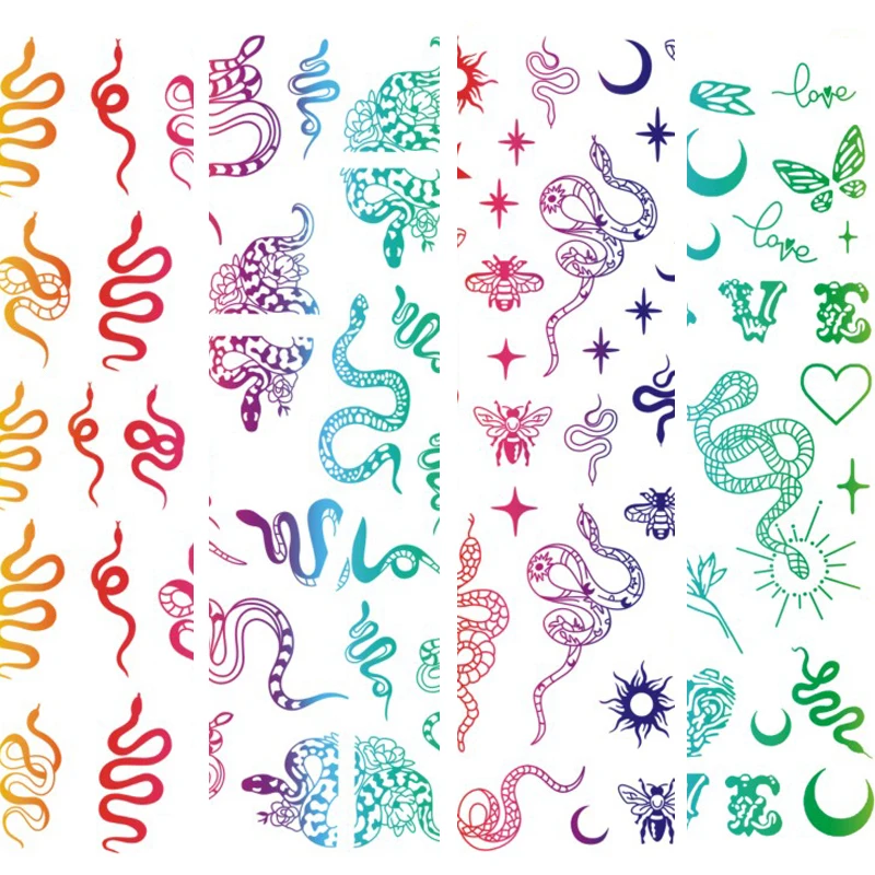 10PCS/Package Snake Dragon Nail Art Sticker DIY Band Face Adhesive Rainbow Gold Love Nail Art Applique Nail Supplies