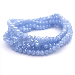 2 3 4 6 8mm Light Blue Faceted Flat Crystal Glass Beads Round Spacer Loose Beads for Jewelry Making DIY Bracelet Necklace