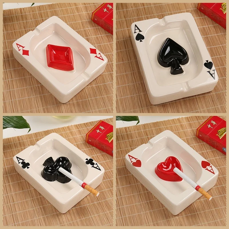 European Poker Ashtray Red Heart A Creative Porcelain Ashtray Fashion Trend Household Merchandises