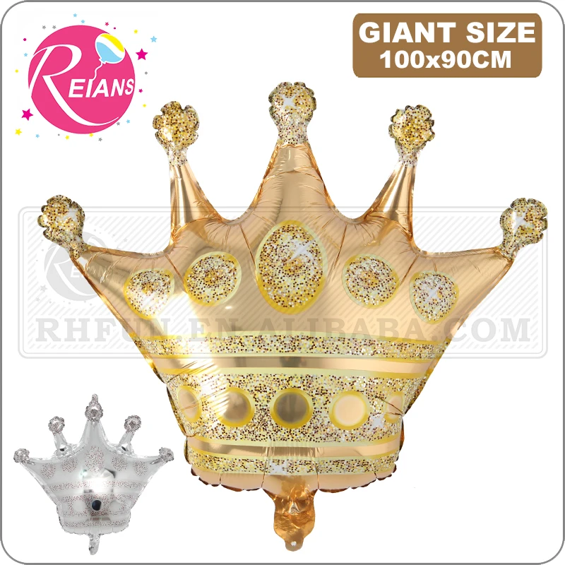 

Large 39 Inch Princess Prince Gold Silver Crown Baby Shower Birthday Party Decoration Aluminum Film Helium Balloon Globos