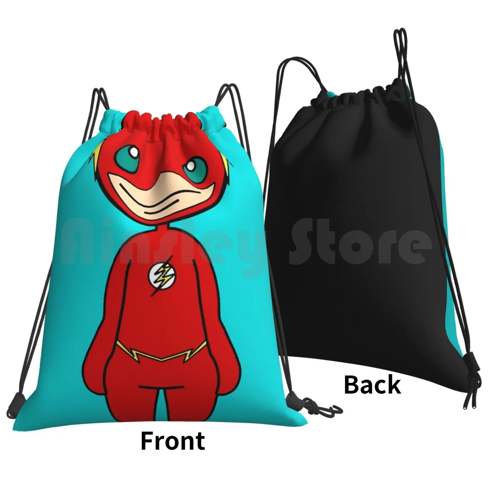 Flash Backpack Drawstring Bags Gym Bag Waterproof Cute Red Yellow Flash Hero Superhero Chibi Blue Adorable